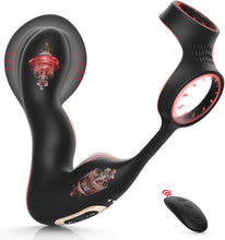 Laden Sie das Bild in den Galerie-Viewer, Analplug-Sexspielzeug für Männer mit automatischer Aufblasfunktion und 10 Vibrationsmodi, vibrierender Prostatamassager mit Penisring und Fernbedienung, 3-in-1-Sexspielzeug für Männer – Analdildo