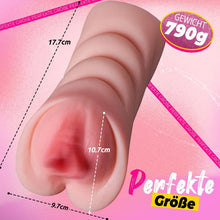 Laden Sie das Bild in den Galerie-Viewer, Realistischer Masturbator Taschenmuschi Silikon Masturbieren Sex Spielzeug mit 5D Klitoris Doppelkanal Masturbator Groß für Mann 2 in 1 Sexspielzeug für die Männer solo