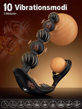 Laden Sie das Bild in den Galerie-Viewer, Sex Spielzeug für die Männer, Anal Plug Prostata Massagegerät Buttplug Penisring mit 10 Vibrierenden Modi, Prostata Stimulation mit 5 Analperlen, Wasserdichtes Sex Toyset für die Paare