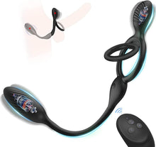 Laden Sie das Bild in den Galerie-Viewer, Paar teilen Analvibratoren mit Penisringe Prostata Massagegerät Fernbedienung Analkugel mit 10 Vibrationsmodi Butt Plug Stimulator Analplug Sexspielzeug für Männer Paare.