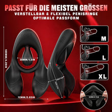 Laden Sie das Bild in den Galerie-Viewer, Doppelter Hodenvibrator Penis Trainer Stimulator mit 3 Motoren und 10 Vibrationen
