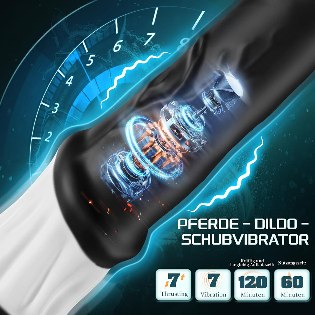 Fantasy Pferd Anal Dildo 5 cm Durchmesser Analvibratoren für Mann Frau, Vibrator Sex Spielzeug für die Frau Männer, 30CM Knoten Analplug Dilatatoren XXL Analvibratoren mit 7 kraftvolle Stoßfunktion