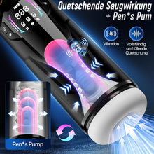 Laden Sie das Bild in den Galerie-Viewer, Masturbieren für Männer Handfrei, Masturbator 7 Teleskop 7 Saugen 7 Vibration Taschenmuschi, Sex Spielzeug für die Männer Solo KI Masturbatoren, Vibratorensets Ein-Klick Max Penis Pump Sex Toys Set