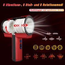 Laden Sie das Bild in den Galerie-Viewer, Masturbieren für Männer Elektrisch, Doppelhülle mit Stoß Rotation Vibration Sex Spielzeug für die Männer, Blowjob Taschenmuschi Sexmaschine Masturbator Realistisch