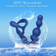 Laden Sie das Bild in den Galerie-Viewer, Anal Vibratoren für Mann Sex Spielzeug - 4 In 1 Prostata Stimulation Fernbedienung Analkugeln Buttplug Dildo mit Doppelte Penisringe 10 Vibrations &amp; 3 Rotationsmodi Prostata Massagegerät Analplug