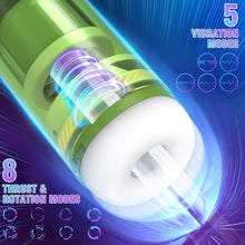 Laden Sie das Bild in den Galerie-Viewer, Elektrischer Masturbator Cup mit 8 Rotierende Teleskopfunktion 5 Vibrationfunktion, Sex Spielzeug für die Männer, Vibratorensets Masturbieren für Männer, Sex Toys Taschenmuschi Penis Masturbatoren