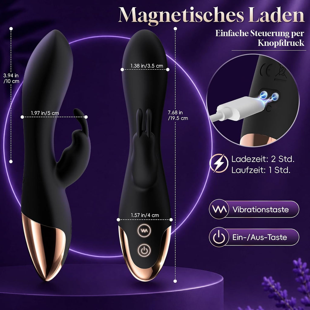Vibrator Sex Spielzeug für die Frau, Vibration für Frauen Schwarz | Vibratorensets für Frauen Klitoris, Dildo Rabbit Vibratoren mit Klitorisstimulation, 10 Vibrationmodi Sextoysets für Damen