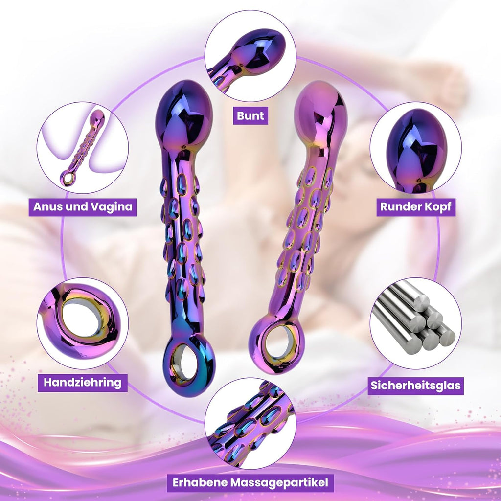 Analspielzeug Glas Dildo Analplugs Prostata Massage Funktion mit Handzugring, Prostata-Stimulation Sexspielzeug für Männer, Frauen Paare, ideal für Anfänger