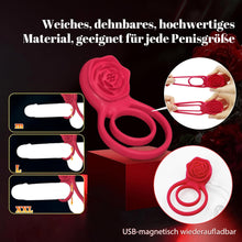 Laden Sie das Bild in den Galerie-Viewer, Penisring Vibrator mit Rose Klitoris Stimulator, Penis Ring Vibratoren Sex Spielzeug für Männer Paare Frauen, 9 Vibrations Cockring Erotisches Sexspielzeug Mann Paar Frau Extrem