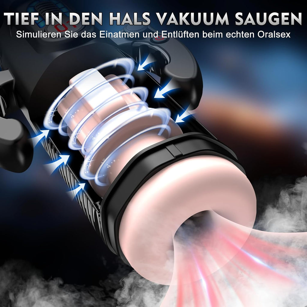 LED Mastrubrator für Manner Handfrei mit Schub, Saug und Vibrationsmodi, Penis Vibratorensets Sexspielzeug für Manner Solo