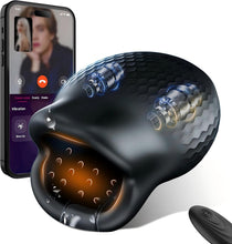 Laden Sie das Bild in den Galerie-Viewer, Mundförmig Masturbieren für Männer Solo Penis Trainer Vibrator Eichel Stimulation Taschenmuschi mit 10 Vibrations &amp; APP Elektrische Cup-Masturbatoren Vibratorensets für Männer Sexspielzeug