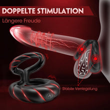 Laden Sie das Bild in den Galerie-Viewer, Penisring Vibrator, Sex Spielzeug für die Männer Penis Ring mit 10 Vibrationsmodi, Dual Penisringe Sextoysets für Paare Einstellbare Größe