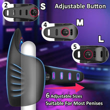 Laden Sie das Bild in den Galerie-Viewer, Silikon Elektrische Penis Trainer Vibrator für Männlicher Solo Masturbieren Einstellbare Größe Eichel Stimulator mit 10 Vibrationen Tappingmodi Masturbator Cup Sex Spielzeug für Männer Paare