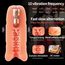 Laden Sie das Bild in den Galerie-Viewer, Masturbator mit 10 Vibrationsmodi Taschenmuschi Stimulator Elektrischer Masturbator Cup Sex Toys Automatische Masturbatoren 3D Realistischer Vagina Pussy Sex Spielzeug für Männer(Rot)
