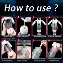 Laden Sie das Bild in den Galerie-Viewer, Elektrischer Masturbator Cup,Taschenmuschi Vibrationen mit 2 Griffe &amp; 7 Teleskopmodi &amp; Rotationsmodi,Masturbieren für Männer Elektrisch Masturbatoren 3D Vagina Pussy,Sex Spielzeug für die Männer