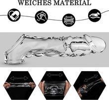 Laden Sie das Bild in den Galerie-Viewer, Penishülle mit Vibrator für 9 CM Penisverlängerung,Penis Sleeve erotisches Sexspielzeug für die Männer Penis Hülle Penismanschetten Sex Toyset Herren (Transparent)
