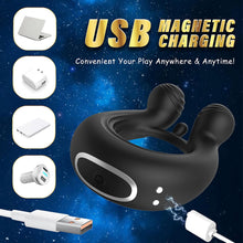 Laden Sie das Bild in den Galerie-Viewer, Vibrator mit APP-Steuerung Silikon Cockring für Penis/Hoden Stimulation, 3 IN 1 MULTIFUNKTIONALES DESIGN, 9 Vibrationsmodi, Wasserdichter Hodenringe Paarvibrator Sexspielzeug für Männer