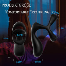 Laden Sie das Bild in den Galerie-Viewer, 3 in 1 Silikon Cockring Vibratoren-Anal und Perineum Klitoris Stimulator mit 10 Modi Vibration,Dehnbar Penisringe Erektion Massager,Sexspielzeug für Männer und Paare Extrem Schwarz
