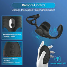 Laden Sie das Bild in den Galerie-Viewer, 4 in 1 Analvibrator mit APP Fernbedienung und Drahtlose Fernbedienung 9 Vibrationsmodi und 6 Unterhaltungsmodi Analplug Doppelter Penisring Analplug-Massage Hodenmassage geeignet für Paare