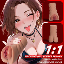 Laden Sie das Bild in den Galerie-Viewer, Realistischer Masturbator Taschenmuschi Silikon Masturbieren Sex Spielzeug mit 6D Klitoris Doppelkanal Masturbator Groß für Mann 2 in 1 Anal Erotik Sexspielzeug für die Männer solo