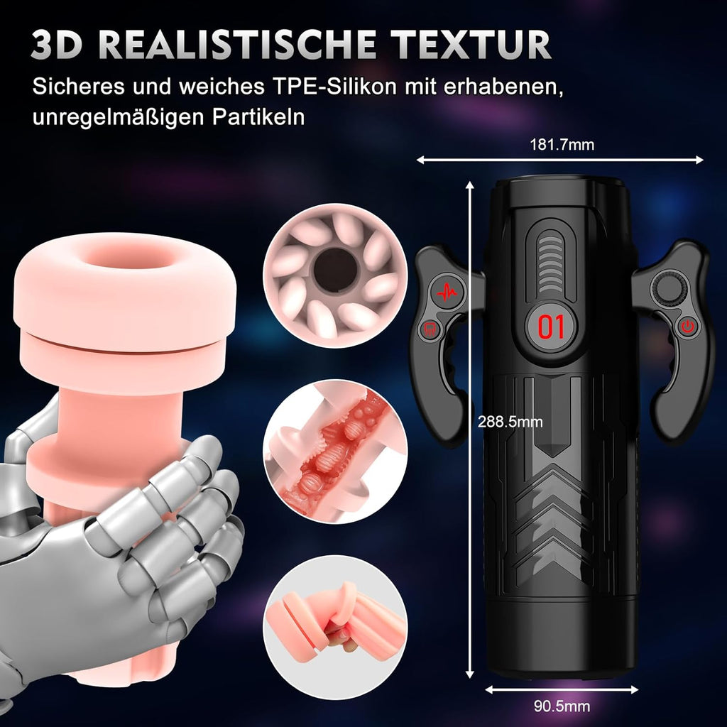 LED Mastrubrator für Manner Handfrei mit Schub, Saug und Vibrationsmodi, Penis Vibratorensets Sexspielzeug für Manner Solo