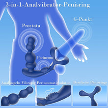 Laden Sie das Bild in den Galerie-Viewer, Anal Vibratoren für Mann Sex Spielzeug - 4 In 1 Prostata Stimulation Fernbedienung Analkugeln Buttplug Dildo mit Doppelte Penisringe 10 Vibrations &amp; 3 Rotationsmodi Prostata Massagegerät Analplug