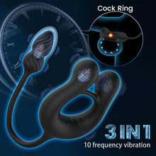 Laden Sie das Bild in den Galerie-Viewer, Männlicher Prostata Stimulator Massagegeräte Analvibratoren mit Penisring Analplug für Männer APP Steuerung Analplug 10 Vibrationen und 10 Swing modi Dehnbar Silikon Penisringe Sexspielzeug