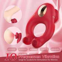 Laden Sie das Bild in den Galerie-Viewer, Penisring Vibrator, Sexspielzeug für die Paare Extrem Penis Vibrator 10 G-Punkt Vibrationsmodi and 10 Zungenlecken Klitoris Stimulator Cock Ring Sex Spielzeug für die Männer Frauen
