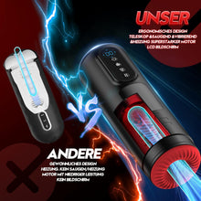 Laden Sie das Bild in den Galerie-Viewer, Masturbieren für Männer Masturbator, Sex Spielzeug für die Männer mit 9 Teleskopfunktion &amp; Saugmodi &amp; Vibration, Taschenmuschi Blowjob Masturbatoren, 3D Realistisch Vagina Heizung LCD Display Sex Toys