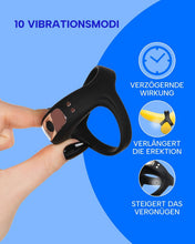 Laden Sie das Bild in den Galerie-Viewer, Penis Vibrator für Paare Cockringe für Männer Gummi Sexspielzeug, Mastrubrator für Manner Cock Ring &amp; Vibrator Mann Erotik 10 Vibrationmodi Erektion &amp; Klitoris Stimulator Für Sie