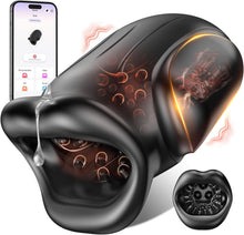 Laden Sie das Bild in den Galerie-Viewer, 4-in-1 Mouth-shaped Masturbating for Men, Soft Masturbator Oral Sex Glans Stimulator, Electric Sex Toy for Men, Solo Quiet Pocket Pussy Vibrator with 10 Vibrations &amp; App
