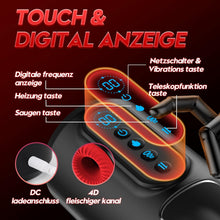 Laden Sie das Bild in den Galerie-Viewer, Masturbieren für Männer Masturbator, Sex Spielzeug für die Männer mit 9 Teleskopfunktion &amp; Saugmodi &amp; Vibration, Taschenmuschi Blowjob Masturbatoren, 3D Realistisch Vagina Heizung LCD Display Sex Toys