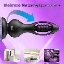 Laden Sie das Bild in den Galerie-Viewer, Kabelloser Vibrations Analplug Prostata Massager für Männer mit Fernbedienung 10 Vibrationsmodi Kugel Design IPX6 Wasserdicht Magnetisches Laden Medizinisches Silikon Leise Schwar