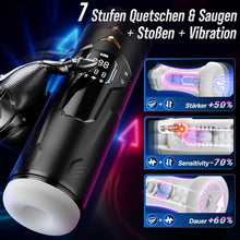 Laden Sie das Bild in den Galerie-Viewer, Masturbieren für Männer Handfrei, Masturbator 7 Teleskop 7 Saugen 7 Vibration Taschenmuschi, Sex Spielzeug für die Männer Solo KI Masturbatoren, Vibratorensets Ein-Klick Max Penis Pump Sex Toys Set