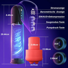 Laden Sie das Bild in den Galerie-Viewer, Penispumpe für Penisvergrößerung Elektrische Penis Pumpe Vakuumpumpe Sex Spielzeug für die Männer mit 3 Vakuum Trainingsmodi 6 Saugmodi,Taschenmuschi Masturbator Sex Toy mit 2 Silikonhülsen