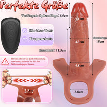 Laden Sie das Bild in den Galerie-Viewer, 18CM Realistische Penishülle Vibrator Sex Spielzeug für die Männer Paare Penis Sleeve für Verlängerung &amp; Vergrößerung, Penismanschetten mit 10 Vibrationmodi, Fernbedienung, Befestigungsgurten