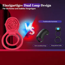 Laden Sie das Bild in den Galerie-Viewer, Penisring Vibrator mit Rose Klitoris Stimulator, Penis Ring Vibratoren Sex Spielzeug für Männer Paare Frauen, 9 Vibrations Cockring Erotisches Sexspielzeug Mann Paar Frau Extrem