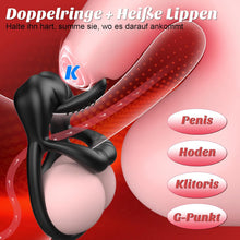 Laden Sie das Bild in den Galerie-Viewer, Dual Penisring Vibrator mit 360° Verstellbarem Tongue Klitorisstimulator, Sex Spielzeug für die Paare Männer, Penis Ring Sexspielzeug für Paare Extrem Sex, Penisringe Sextoysets für Paare Sex Cockring