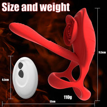 Laden Sie das Bild in den Galerie-Viewer, Buntune Vibrierender Cockring Sexspielzeug für die Männer Paare Silikon Penisring Vibratoren mit Klitoris Stimulator und 10 Vibrationsmodi Fernbedienung Paarvibrator Penis Ring