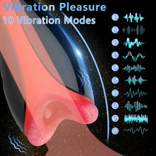 Laden Sie das Bild in den Galerie-Viewer, Elektrischer Masturbator Cup 10 Vibration und Heizfunktion mit Zunge lecken Penis Vibratoren Elektrische Masturbatoren Penis Trainer, Männer Eichel Stimulator 3D Realistischer Vagina Pussy