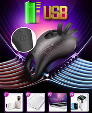 Laden Sie das Bild in den Galerie-Viewer, Penisring Vibrator Klitorisstimulator Cockringe Extrem Silikon G-Punkt Penis Ring Penisring Vibration Sex Toy Cock Ring mit 10 Vibration Modes