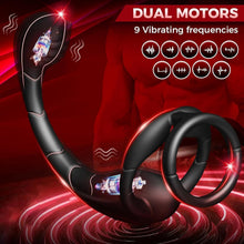 Laden Sie das Bild in den Galerie-Viewer, Vibrierender Penisring, Prostatamassagegerät, Analsexspielzeug, Analvibrator mit 9 Modi, Fernbedienung, vibrierender Analplug