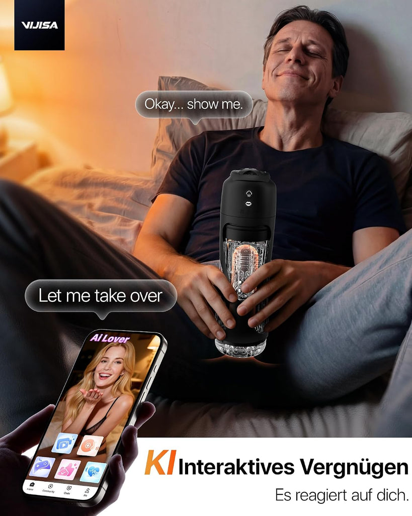 Masturbieren für Männer 7 Saug- & Vibrationsmodi Masturbator 18,03 cm Tiefe, KI Sex Spielzeug für die Männer, Elektrische Masturbatoren Druckregelung Penispumpe, Taschenmuschi mit Handyhalter Sex Toys