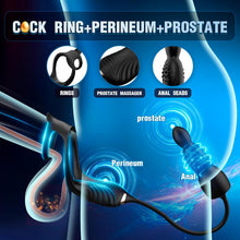 Laden Sie das Bild in den Galerie-Viewer, Prostata Vibrator Stimulator mit Stoßfunktion, 10 Vibrationsmodi Extrem Silikon und Doppel Penisring, Penis Vibrator mit Fernbedienung Sex Spielzeug Anal Dildo Analplug Analvibratoren für Mann