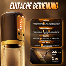 Laden Sie das Bild in den Galerie-Viewer, Elektrische Penispumpe Masturbator Sex Spielzeug für die Männer - Vakuumpumpe mit 5 Starken Saugmodi Penies Pump mit 6 Penisringe &amp; 3 Silikonhülsen Erotisches Sexspielzeug für Männer Penisvergrößerung