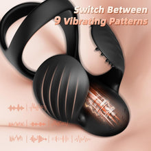 Laden Sie das Bild in den Galerie-Viewer, Penisring Vibrator Mit APP Penis Hoden Stimulation Massagegerät Cockring Silikon Penistrainer mit 9 Vibrationsmodi für Langwährende Erektion Penis Ring Sex Spielzeug für Männer Paare Extrem