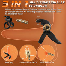 Laden Sie das Bild in den Galerie-Viewer, 3 in1 Penisring Vibrator - Dual Penis Ring mit 10 Vibrationsmodi Erotik Sex Spielzeug für Paare Penis Massagegerät für Langwährende Erektion Cockring Masturbator Spielzeug für die Männer Extrem
