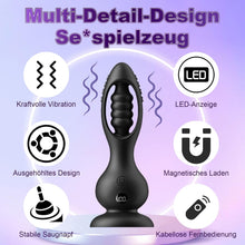Laden Sie das Bild in den Galerie-Viewer, Kabelloser Vibrations Analplug Prostata Massager für Männer mit Fernbedienung 10 Vibrationsmodi Kugel Design IPX6 Wasserdicht Magnetisches Laden Medizinisches Silikon Leise Schwar