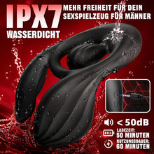 Laden Sie das Bild in den Galerie-Viewer, Doppelter Hodenvibrator Penis Trainer Stimulator mit 3 Motoren und 10 Vibrationen