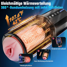 Laden Sie das Bild in den Galerie-Viewer, KI-Interaktion 360° Schnellheiz Masturbator Sex Spielzeug für die Männer, Masturbieren für Männer 5 Intensiver Teleskopfunktion Sexspielzeug, Realistische Masturbatoren Liner Abnehmbare Sex Toys